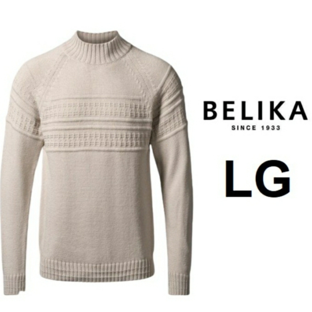 BELIKA MERINO WOOL CREWNECK PULLOVER SWEATER OATMEAL